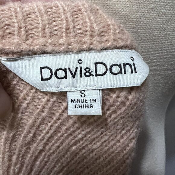 Davi & Dani Animal Print Colorblock Oversized Wool Blend Pink Sweater - Picture 5 of 7